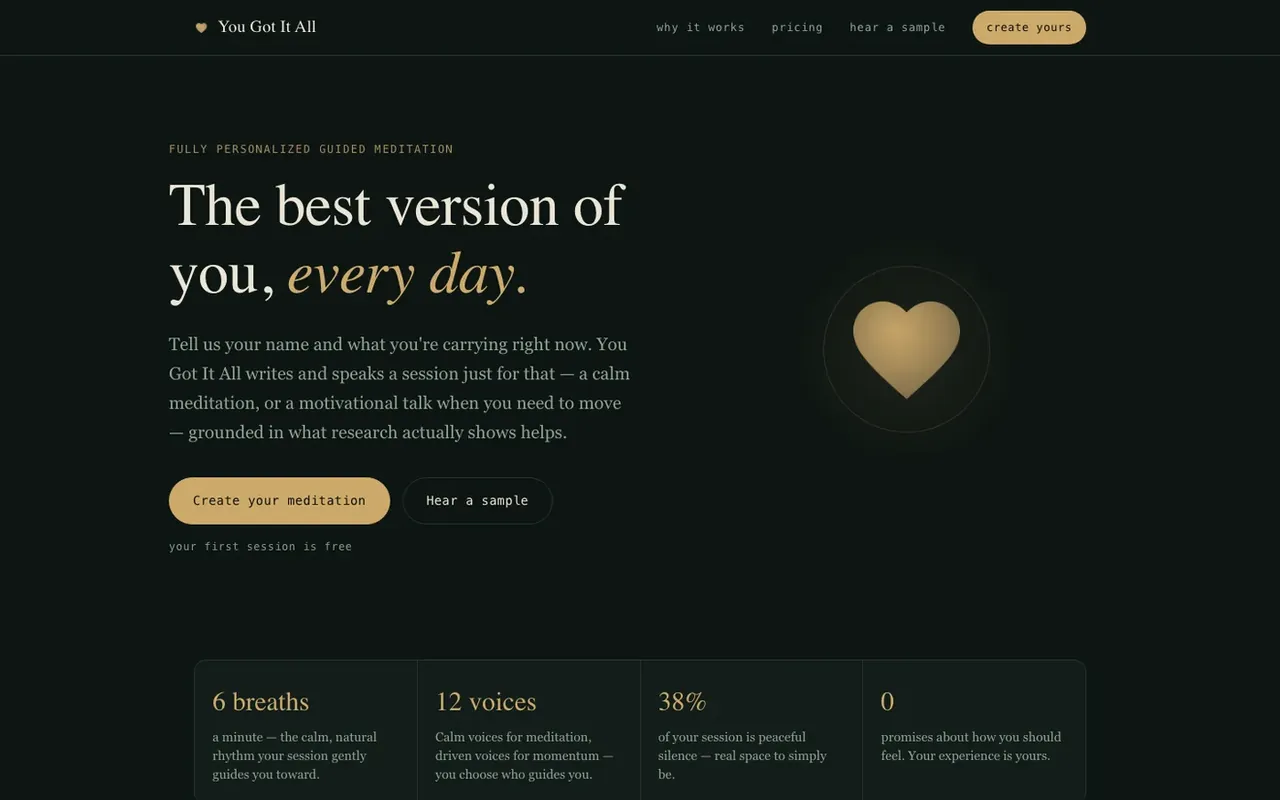 You Got It All homepage